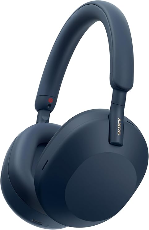 Sony WH 1000XM5 Gürültü Önleyici Kablosuz Kulaklık 30 saat pil ömrü Aşırı kulak stili Alexa ve Google Asistan için optimize edilmiştir, telefon görüşmeleri için dahili mikrofonlu, Gece Mavisi