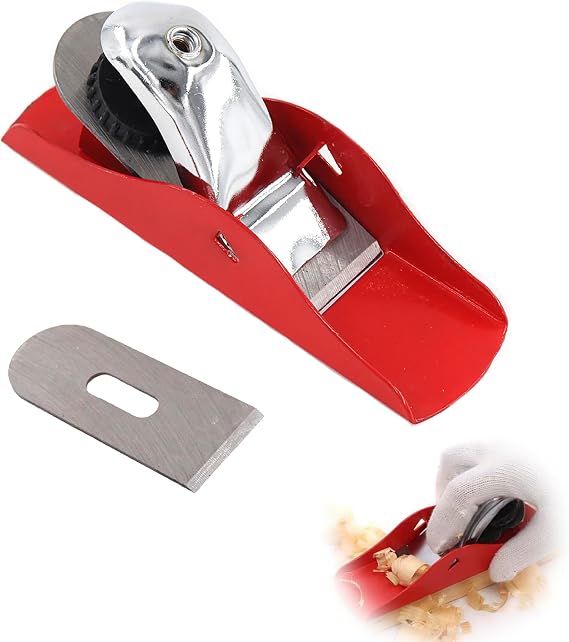 Wood Planer Hand Tool, 1Pcs Wood Plane with 1Pcs Spare Blades, 4.5 cm Wood Door Plane for Furniture Repair, DIY Wood Crafts