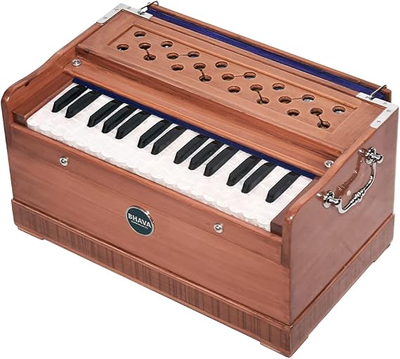 Bhava Lite Travel Harmonium | Small, Lightweight | Ethically Sourced, Professionally Tuned & Shipped from US, Handmade in India | Standard Edition Natural