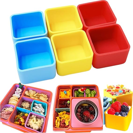 IELEK Silicone Lunch Box Dividers for Kids Bento Box Containers Accessories(Purple/Red/Blue)