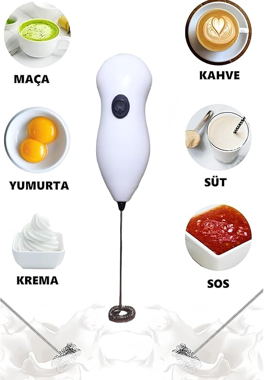 Mini El Mikseri, Pilli Süt Köpürtücü, Kahve Çırpıcı, Telli Blender, Cappuccino Mixer