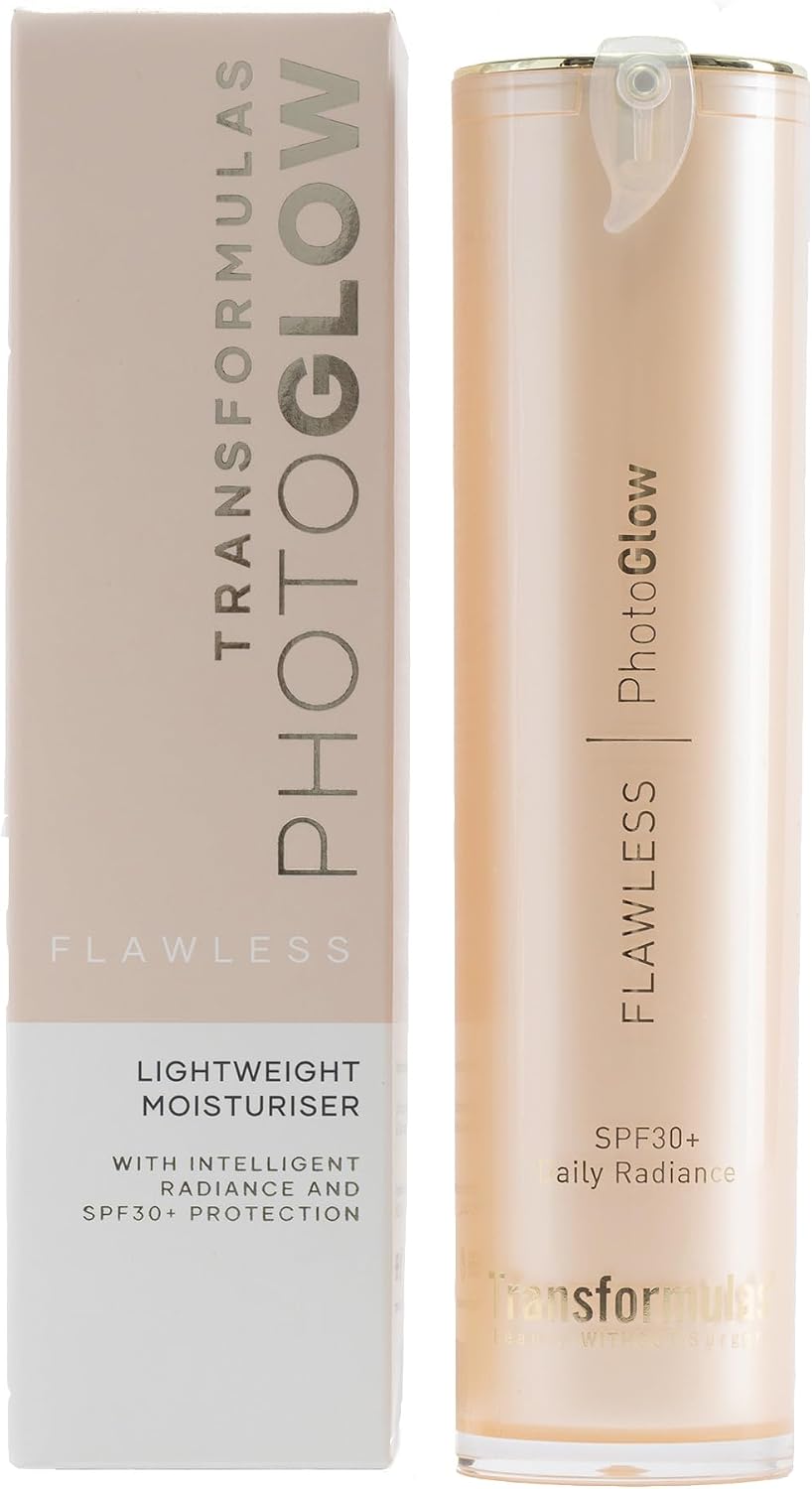 Transformulas FlawLess PhotoGlow SPF30 Daily Moisturiser, Soothing and Toning Face Cream for Skin Radiance, Use as Moisturiser, Makeup Primer or Radiance Booster 50ml