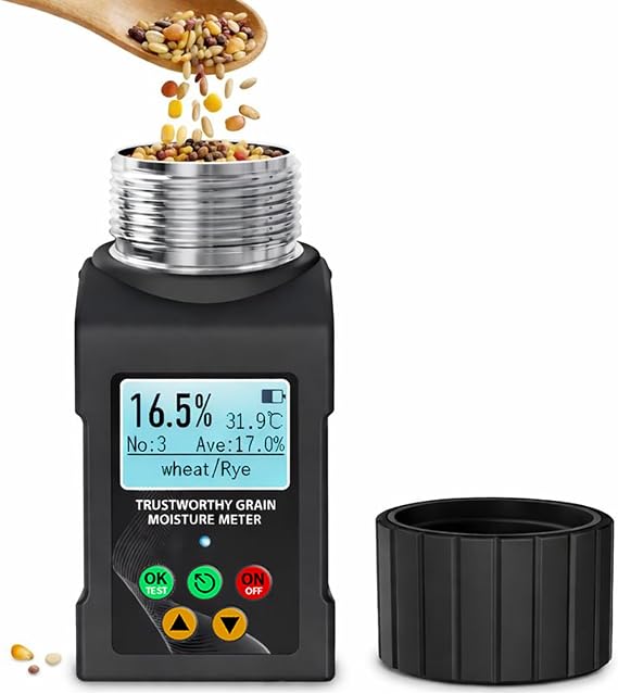 Grain Moisture Tester for 40 Grains, with Temperature Test, Data Storage