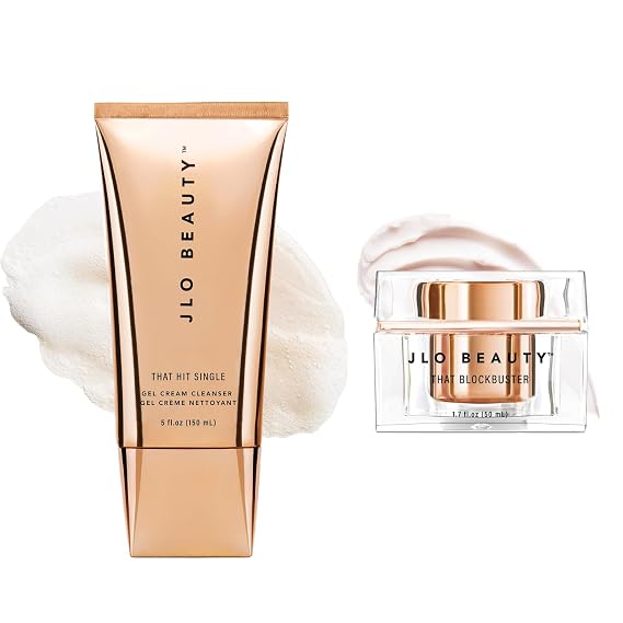JLO BEAUTY Cleanse & Hydrate Duo That Hit Single Gel Cream Cleanser + That Blockbuster Hyaluronic Acid Hydrating Cream Sulfate-Free Makeup Removing Face Wash + Plumping Daily Moisturizer