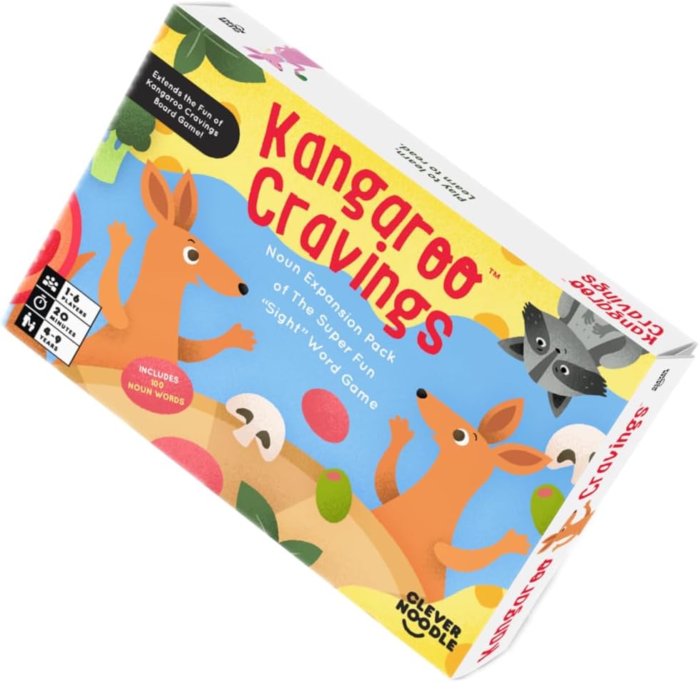 Kangaroo Cravings Noun Expansion Pack - Learn to Read 100 Noun Word Cards - Fun Learning Resources & Word Game for Kids Ages 4-9 - Parent and Teacher Must Haves for Preschool, Kindergarten, 1st to 3rd