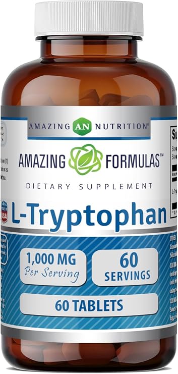 Amazing Formulas L-Tryptophan 1000mg 60 Tablets Supplement | Non-GMO | Gluten Free | Made in USA