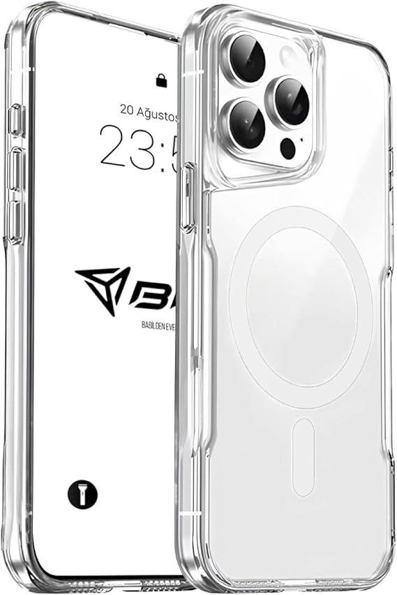 Babilden iPhone 15 Pro İçin Kılıf Şeffaf Magsafe İle Uyumlu Sert Mika Sararmaz Renkli Telefon Kılıfı (Beyaz)
