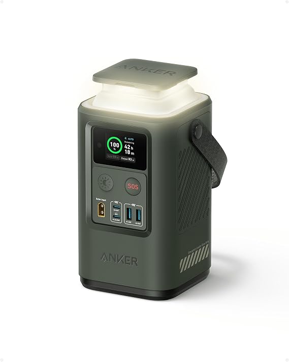 Anker High-Capacity Power Bank, 60,000mAh Outdoor Generator with 87W Output | Smart Digital Display, Retractable Light, SOS Mode, 192Wh Home Backup for Travel and Camping