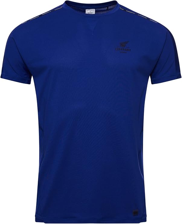 Superdry Mens Run Short Sleeve T-Shirt, Relaxed Fit, Breathable Fabric Cobalt Blue Size XL