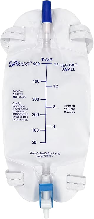 Easy-Tap Leg Bag Urinary Drainage Bag, 1000ml, Anti-Reflux Valve, Cloth Straps, Easy Flip Drain (Pack of 3) (500ml)