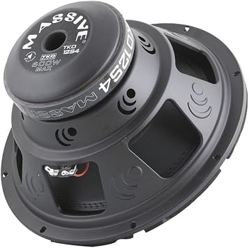 Massive Audio TKO12S4 12 Car Subwoofer | 600W Max Power, Single 4 Ohm, Pressed Paper Cone, High Roll Surround, Deep Bass Woofer for Powerful Car Audio & Enclosure Systems