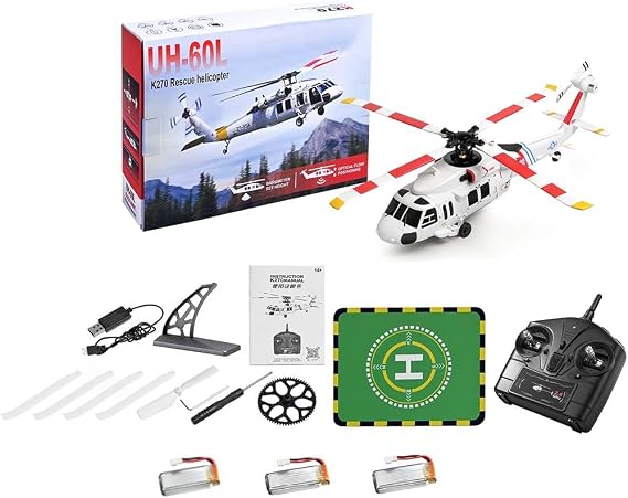 WL K270 UH-60L RC Helicopter for Adults, 170 Size 2.4G 4CH Remote Control Helicopter Military 4-Rotor Flybarless 6-Axis Gyro RC Aircraft with Barometric Altitude Gift -RTF