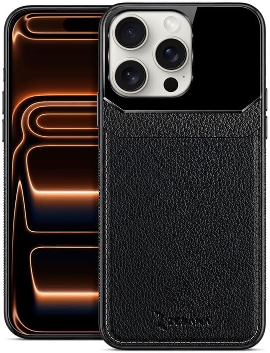 Zebana Apple iPhone 14 Pro Max ile Uyumlu Kılıf Zebana Lens Deri Kılıf Siyah