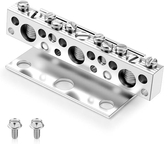 Relaxweex Ground Bar Kit Ground Bus Bar 11 Terminal, No 14-6 Small, 14-1/0 Large Opening(1 Pack)