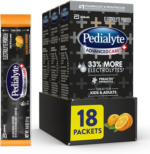 Pedialyte AdvancedCare Plus Electrolyte Powder Packets, Orange Breeze