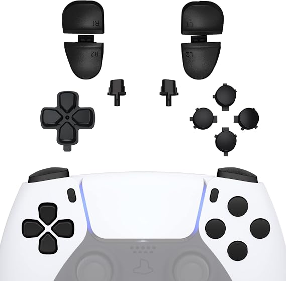 eXtremeRate Replacement D-pad R1 L1 R2 L2 Triggers Share Options Face Buttons, Black Full Set Buttons Compatible with ps5 Controller BDM-030 BDM-040 BDM-050 BDM-060 - Controller NOT Included