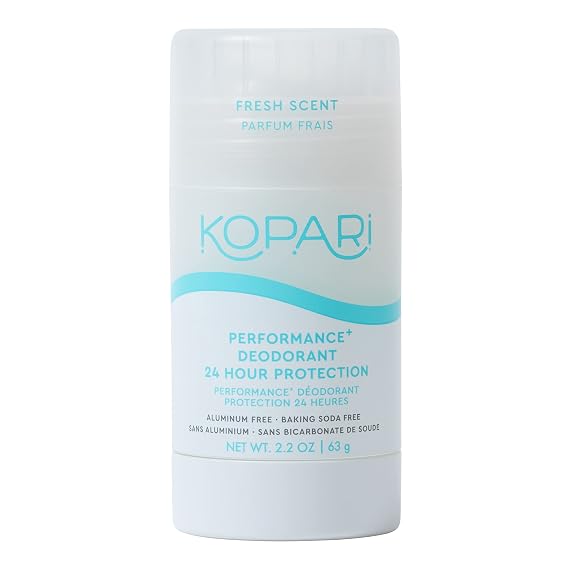 Kopari Performance Plus Aluminum-Free Deodorant, 24-Hour Odor Protection, No Aluminum, Parabens, or Baking Soda, Clear Formula, 2oz, 1Pack