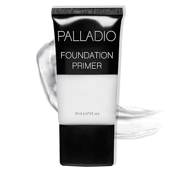 Palladio Foundation Primer, Lightweight and Velvety Primer with Aloe Vera and Chamomile, Wear Alone or As Foundation Base, Minimizes Fine Lines and Pores, Helps Makeup Last Longer, 0.674 oz Clear