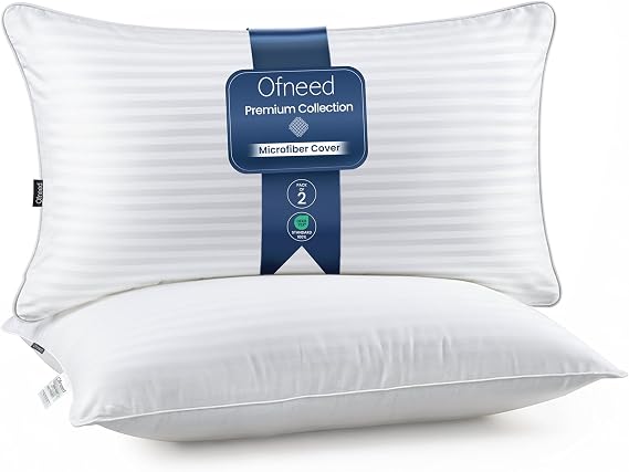 King Size Pillows Set of 2 Down Alternative Soft & Fluffy King Pillows 2 Pack with Soft & Brushed Cover, Hotel Pillows for Bed, Perfect Bed Pillows for Side and Back Sleepers, Size 20"x36"