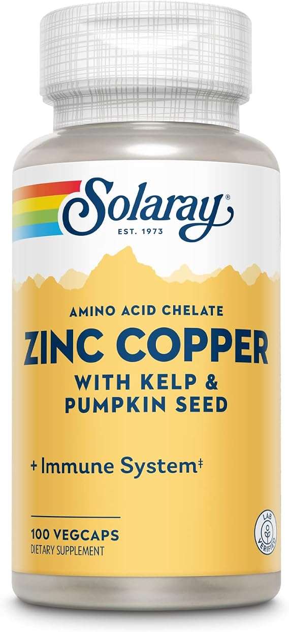 Solaray Zinc Copper with Kelp & Pumpkin Seed, 100 CT