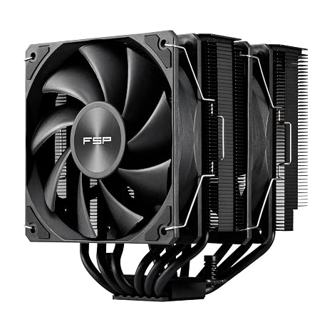 FSP MP7 CPU Air Cooler, Dual Tower with 6 Heat Pipes, LGA 1851/1700/1200, AM4/AM5, 120mm Quiet PWM Fan(MP7-B)