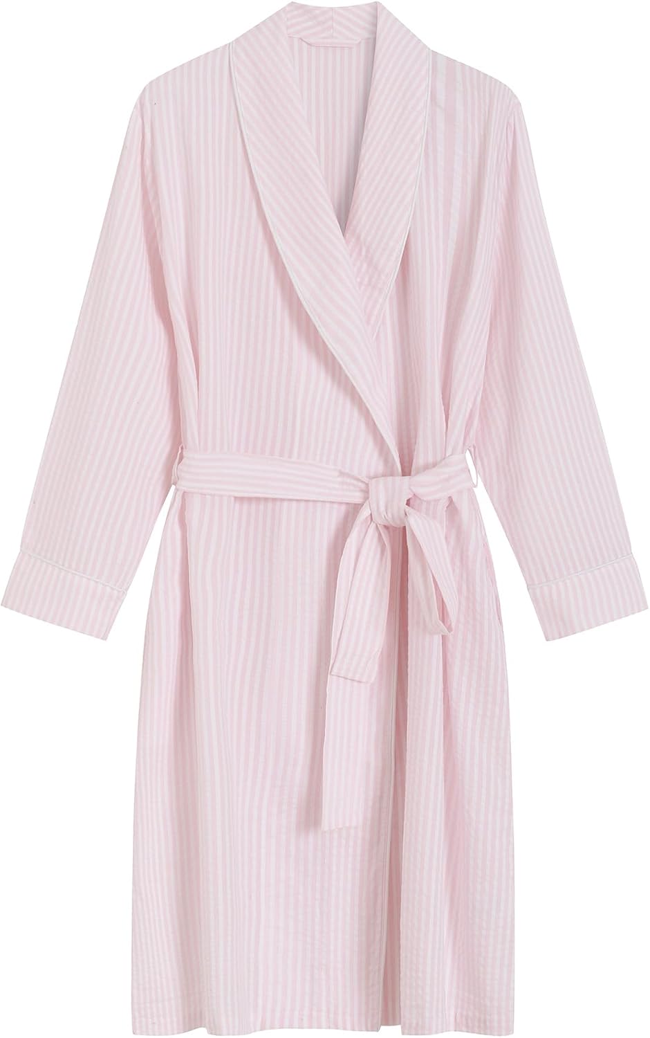 Latuza Womens Petite Robe Seersucker Cotton Bathrobe with Pockets Petite Length