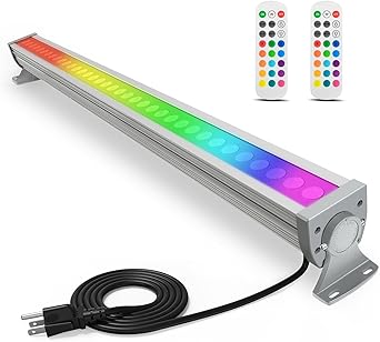 LED Wall Washer Light with RF Remote, 144W RGBW 5700K Dimmable Linear Wall Wash Light Bar, 120V-277VAC, 40" Long Perfect for Church, Wedding Hall, Retail Stores and Haunted Houses