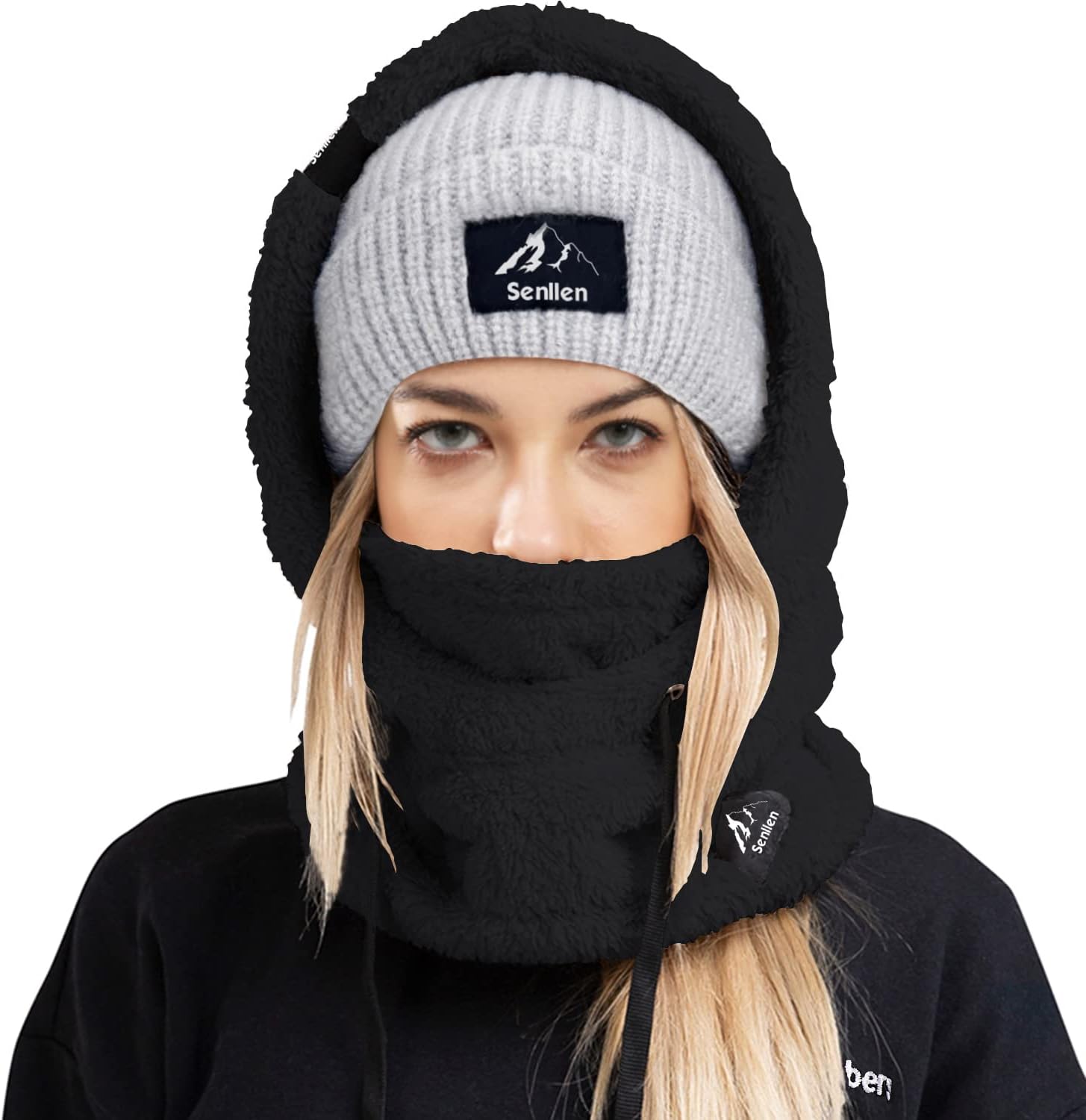 Senllen Balaclava Cold Weather Fleece Windproof Ski Mask Winter Breathable Thermal Face Mask Neck Warmer Scarf Helmet Hood