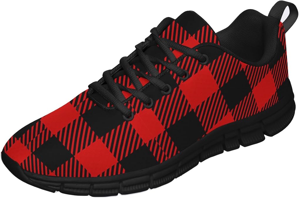 Buffalo Plaid Red Black Shoes Men Women Running Walking Shoes Fashion Sneakers
