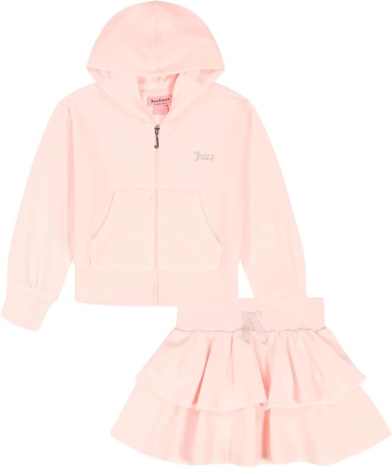 Juicy Couture Baby Girls' 2-Piece Velour Set, Zip Up with Skirt