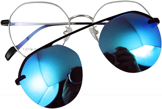 Circleperson Magnetic glasses Polarized Mirror clip on sunglasses Geometric Vintage round 52-19-143