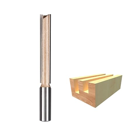 HUHAO Extra Long Straight Router Bit Set 1/2" Shank,Carbide Tipped Double & Single Flute Dado Straight Router Bit Set,3" Cutting Length,1/2" Cutting Dia.for Woodworking Routing,Plunging,Dadoing