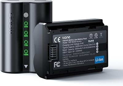 llano 2-Pack 2600mAh Aurora USB-C NP-W235 Battery - Fully Decoded for Fujifilm X-T5, X-T4, X-S20, GFX50S II, GFX100S, X-H2, X-H2S, Fast Rechargeable,Finger-Tap LED Display,Replacement Batteries