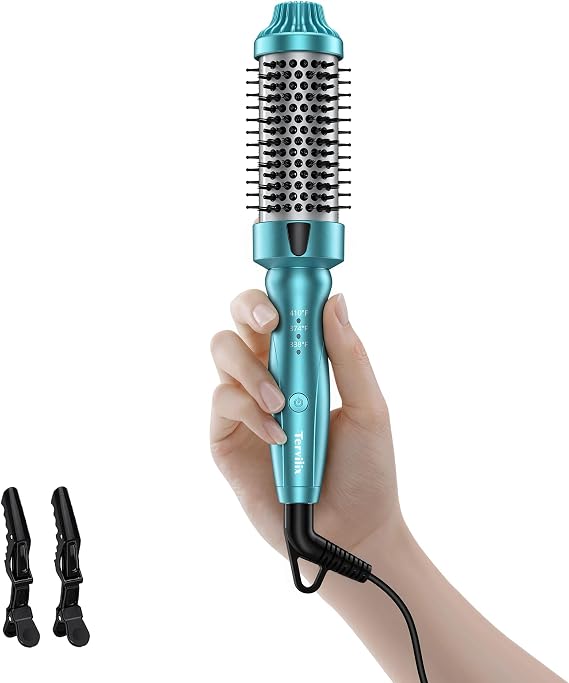 Terviiix Thermal Brush, MINI 1.5 Inch Hot Brush, Ionic Heated Round Brush, Tourmaline Ceramic Ionic Curling Iron for Short to Medium Hair, Adjustable Temperature, Dual Voltage