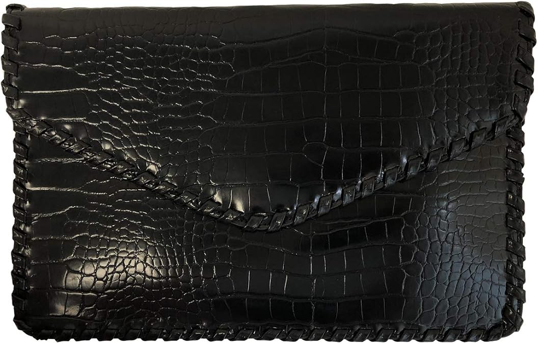 JNB Flat Crocodile Pattern Envelope clutch