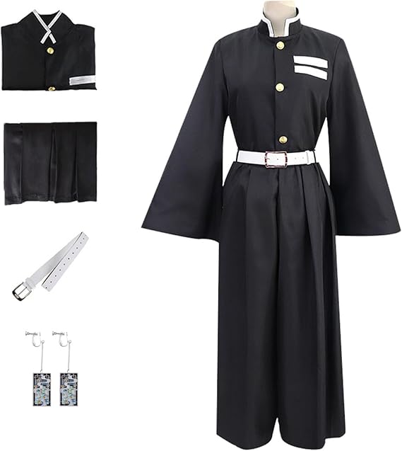UZAIN Mens Muichiro Cosplay Costume Tokitou Muichirou Cosplay Uniform Kimonos With Wig Full Set Outfit Halloween