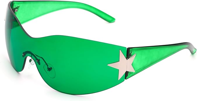 Rimless Y2K Sunglasses for Women Men Wrap Around Fashion Sunglasses Oversized Frameless Trendy Sun Glasses