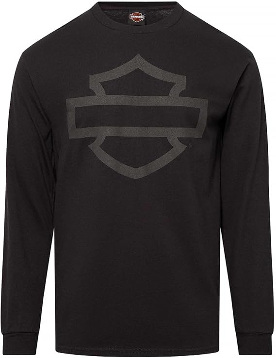 Harley-Davidson Men's Open Bar & Shield Long Sleeve Crew-Neck Shirt, Black
