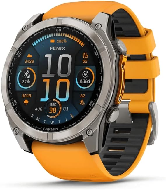 Garmin Fenix 8 – 51mm AMOLED Sapphire Titanyum Turuncu/Grafit Kayışlı