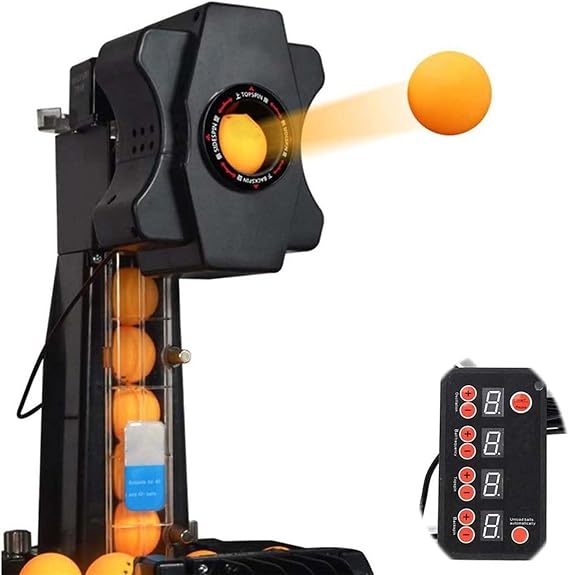 Ping Pong Robot Machine with Spin Balls Table Tennis Robots Automatic Ball Machine for Training Table Tennis Ball Machine Automatic Rotating Table Tennis Robot