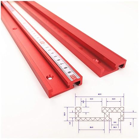 Laecabv 2Pcs 45 Type 400mm T-Track T-Slot Miter Track, Aluminum Alloy T Track Miter Track Jig Fixture Slot for Table Saw Router Table Woodworking Tool