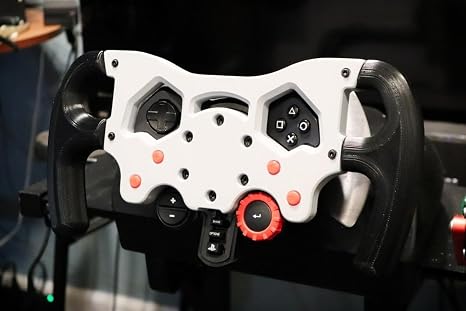 F1-Style Racing Wheel Mod Kit for Logitech G29/G920/G923 Professional Simulator Upgrade, with Ergonomic Controls & Quick-Install Bracket (white)