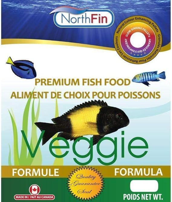 Northfin Veggie Fish Food, Slow-Sinking Pellets, 3mm, 1kg | Veggie Formula; slow-sinking pellets for herbivorous & omnivorous fish; organic kelp first ingredient; crafted in Canada