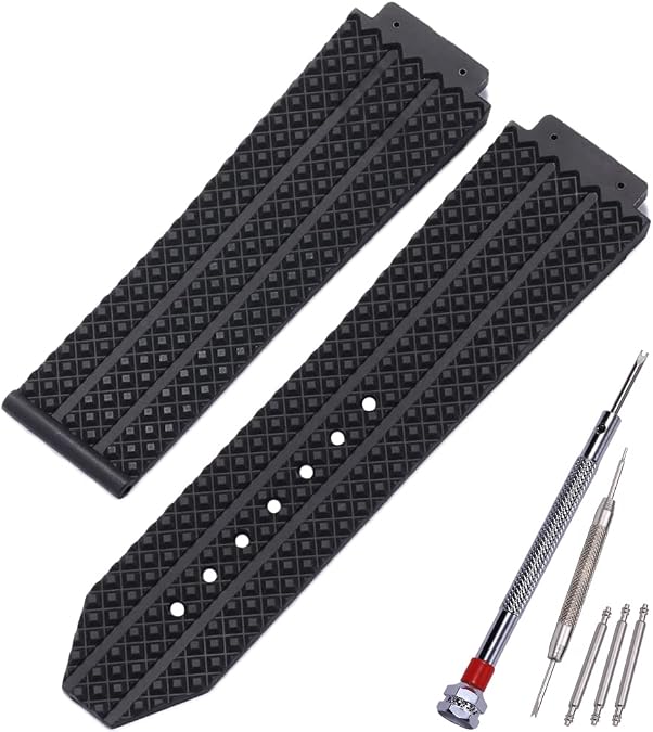 25mm x 19mm Big Bang Rubber Strap Compatible with Hublot Big Bang Silicone Diamond grain texture Replacement Watch Band