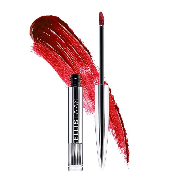 Ellis Faas Creamy Lips Liquid Lipstick Long Lasting Plumps, Hydrates, Smoothes Lips Creamy Formula Lip Color Stick Soft & Velvety Shiny Finish With Candelilla Wax, Prune Seed Extract (101 Blood Red)