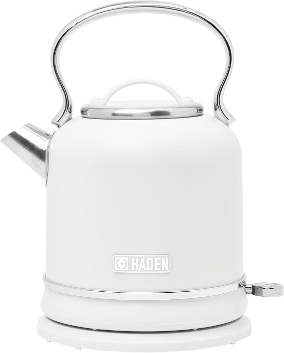 Haden Chelsea 1.7 Liter Electric Water Kettle w/ 360-Degree Base, Ivory & Chrome