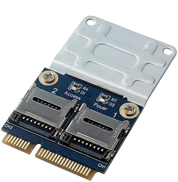 Sintech Dual Micro SDXC SDHC SD to Mini PCI-e Adapter Card with Half Bracket