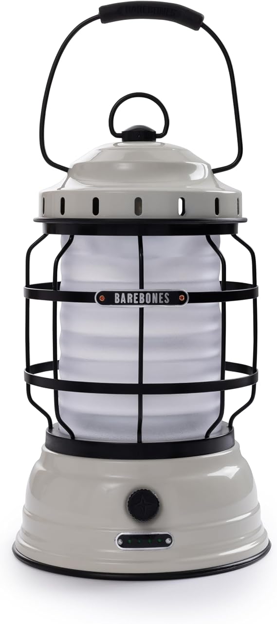 Barebones Forest Lantern Vintage White, Vintage Rechargeable LED Lantern