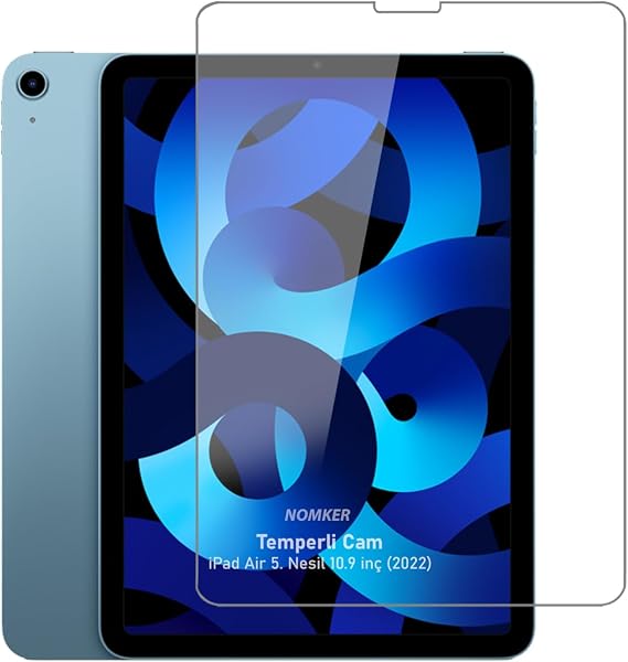 Nomker iPad Air 5. Nesil 10.9 inç Uyumlu Temperli Ekran Koruyucu Kırılmaz Cam Glass 2022