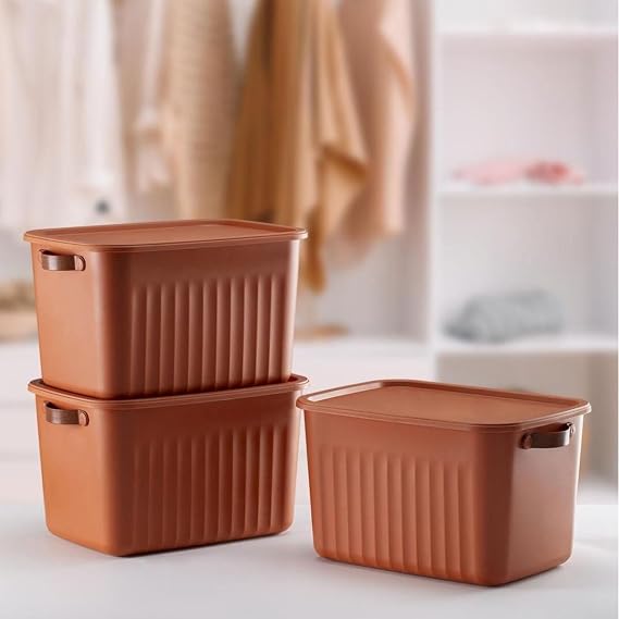 Deconox 1 Adet Düzenleyici Kapaklı Kutu, Dekoratif Saklama Kutusu, Organizer (35cm*25cm*22cm) KREMİT 15 LİTRE